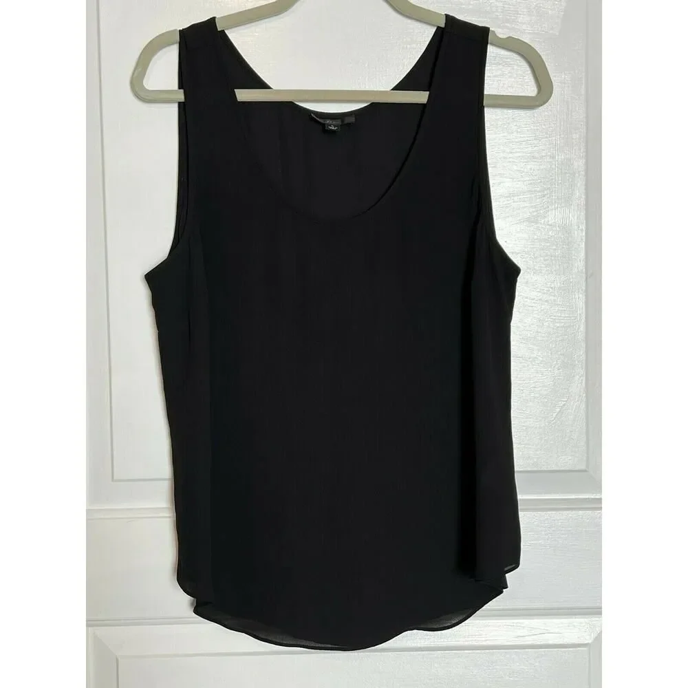 $85 J. Crew Black Scoop Neck Sleeveless Tank Top Flowy Blouse Designer EUC M